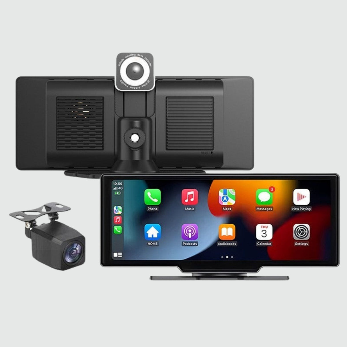 Nutikas CarPlay/Hicar multimeedia ekraan HD 10" esikaamera+tagurduskaamera