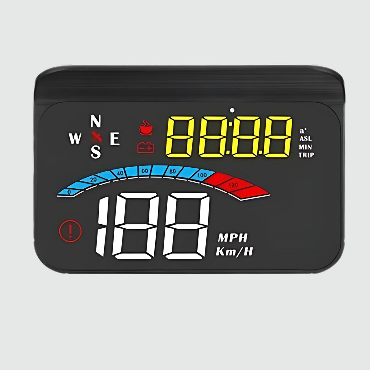 Auto HUD esiklaasinäidik GPS kiiruse ja hoiatusalarmidega LCD