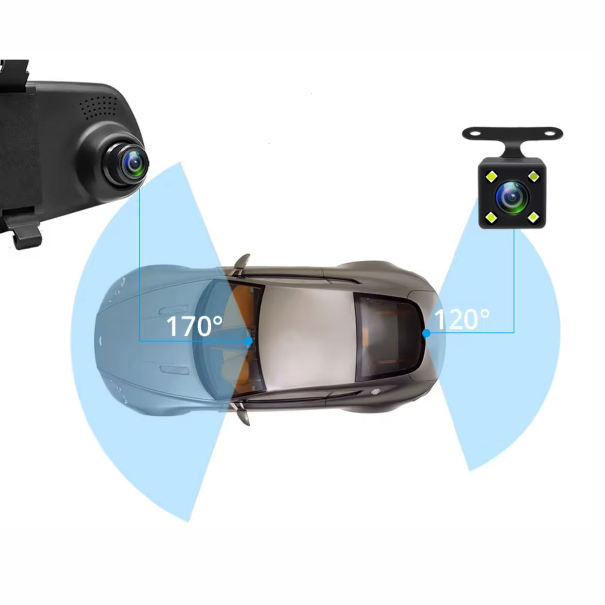 Peegelekraaniga autokaamera eesmine ja tagumine 1080P 4.3"