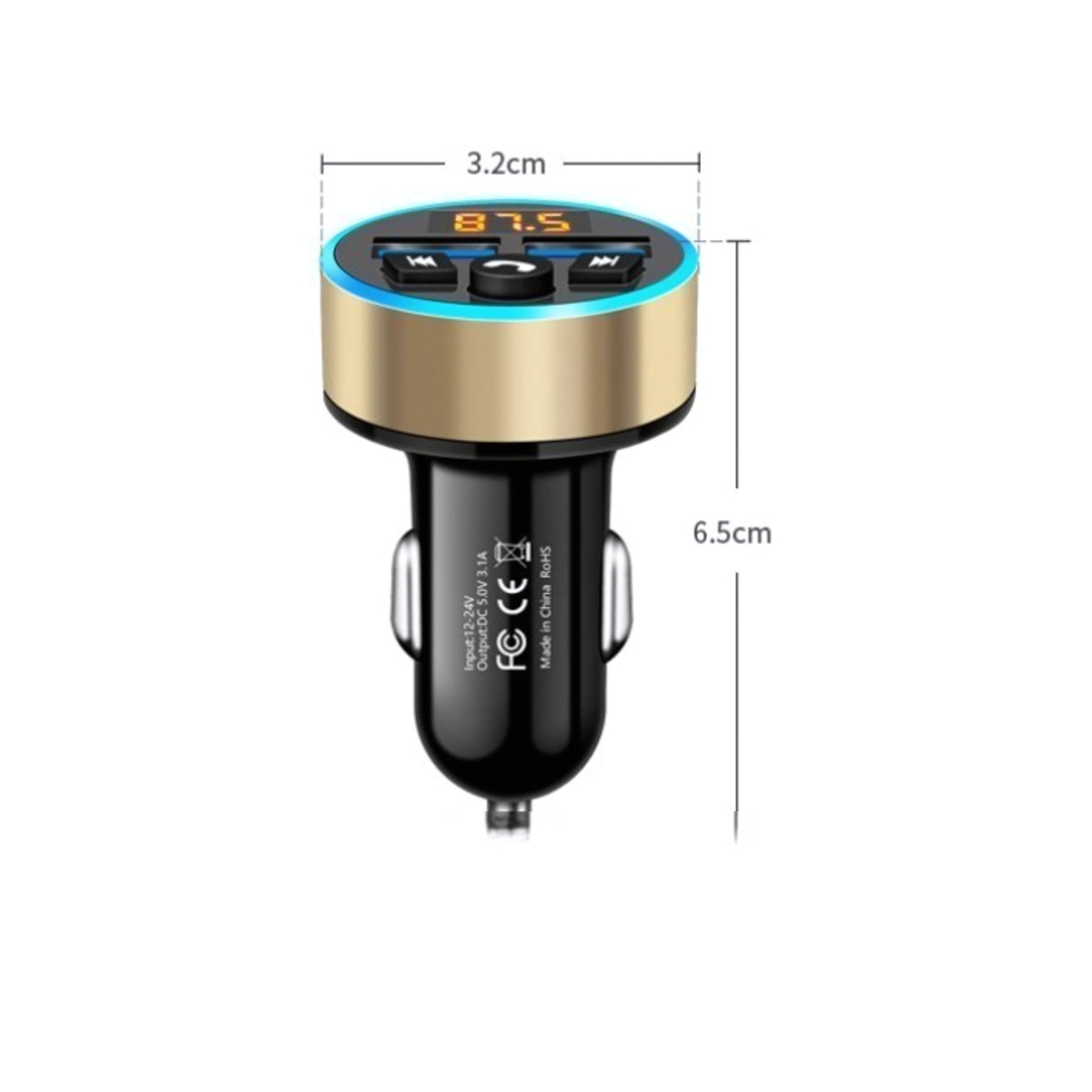 FM-saatja, MP3-mängija ja USB kiirlaadija ambientvalgustusega