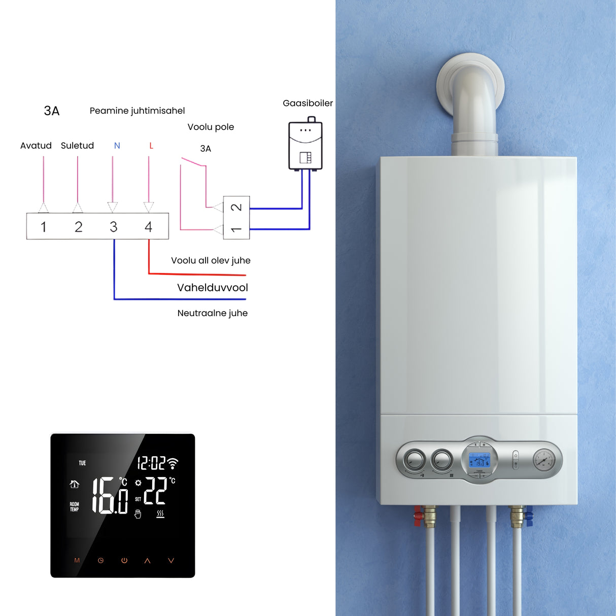 Nutikas põrandakütte termostaat LCD