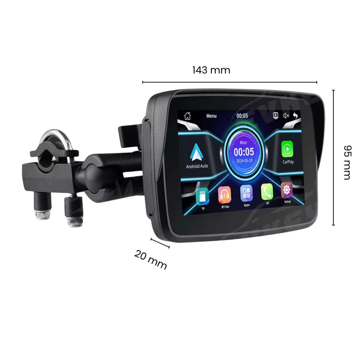 Nutikas mootorratta CarPlay/Android Auto IP67 multimeedia ekraan GPS 5'' HD