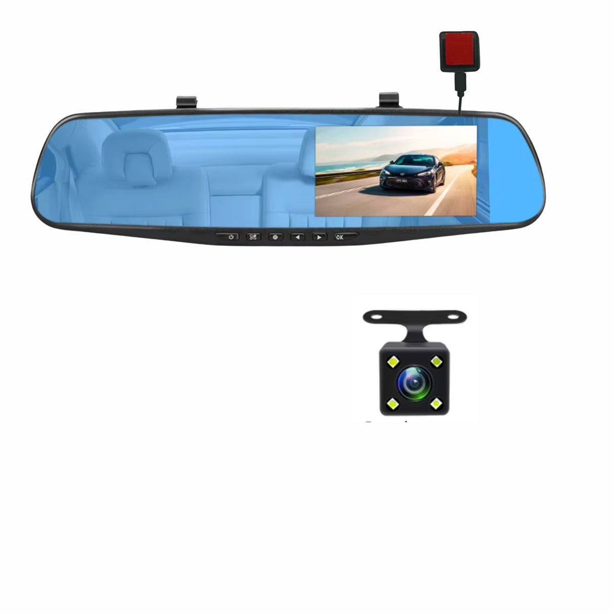 Peegelekraaniga autokaamera eesmine ja tagumine 1080P 4.3"