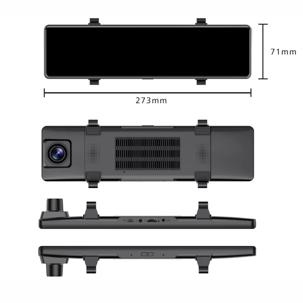 Nutikas CarPlay/ Android Auto tahavaatepeegel 11" esikaamera+tagurduskaamera + GPS