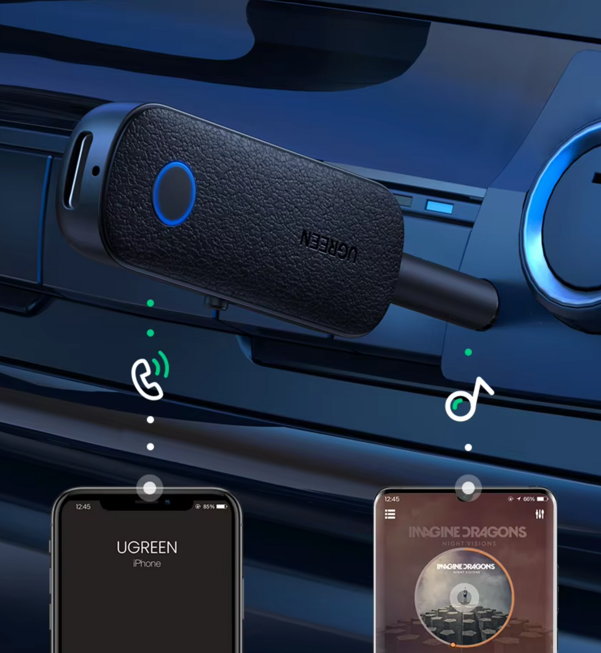 Bluetooth 5.0 saatja-vastuvõtja 3,5mm AUX Dual