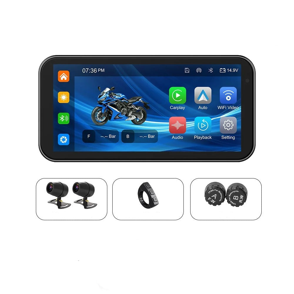 Nutikas mootorratta CarPlay/Android Auto IP67 multimeedia ekraan GPS 6.25''