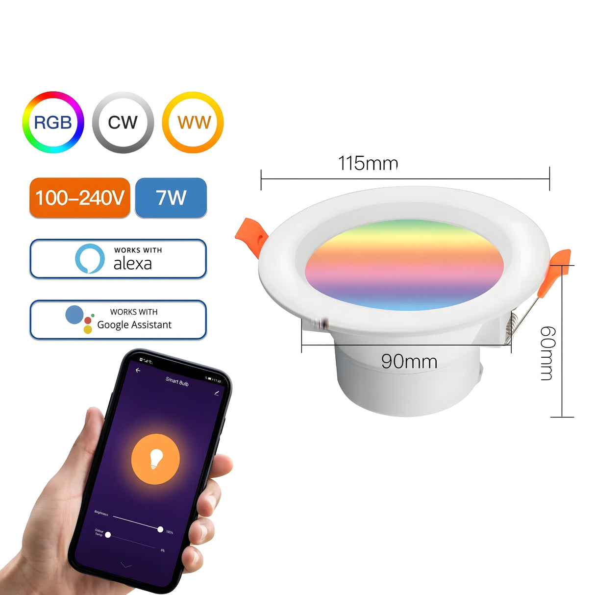 Nutikas LED allvalgusti 7W Ø115mm