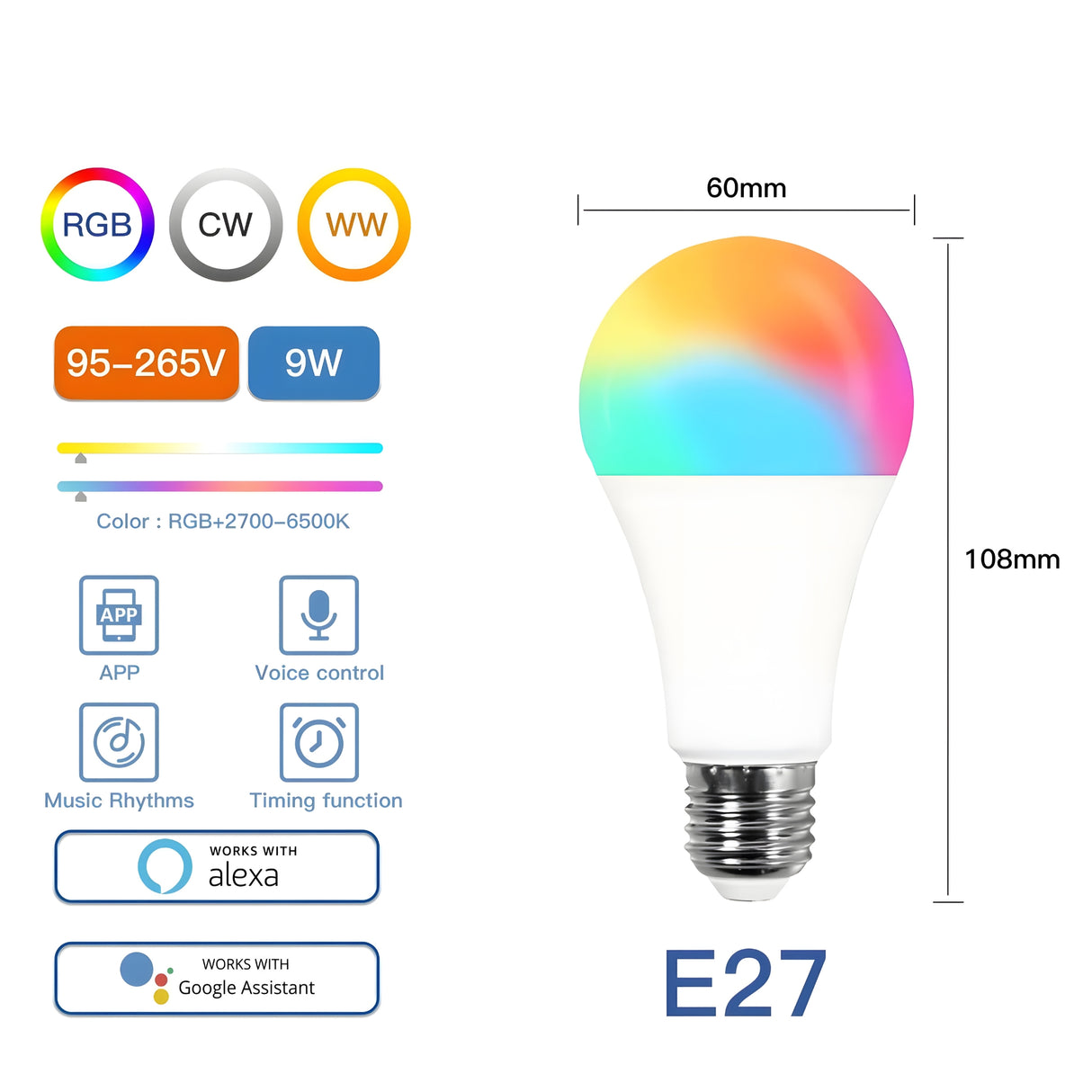 Nutikas LED pirn E27 9W